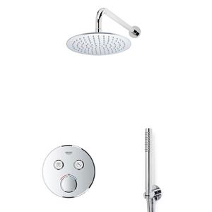 Grohe Grohtherm Regendoucheset Inbouw- hoofddouche 20 cm - 2 functies - handdouche staaf 1 stand - wandarm - chroom sw105953 SW104917 SW720559 SW696254 SW542643 SW496