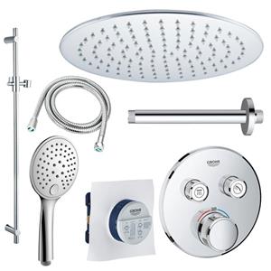 Grohe Grohtherm Regendoucheset opbouw - hoofddouche 30cm - handdouche rond - plafondarm - glijstang 90 cm - chroom sw105953 SW104917  SW696252 SW496814 SW767373 SW76