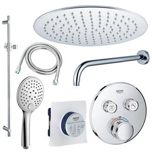 GROHE Grohtherm Regendoucheset inbouw - hoofddouche 30 cm - handdouche rond - wandarm - glijstang 90 cm - chroom sw105953 SW104917  SW696252 SW496814 SW767373 SW76