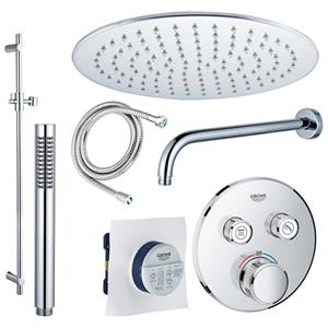 Grohe Grohtherm Regendoucheset opbouw - hoofddouche 30 cm - 2 functies - handdouche staaf 1 - wandarm - glijstang 90 cm - chroom sw105953 SW104917  SW696252 SW496810 SW767373 SW76