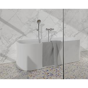 Fortifura Calvi Thermostatische badkraan met ronde handdouche, handdouchehouder en metalen doucheslang chroom SW496814/SW720564/SW720223/SW767373