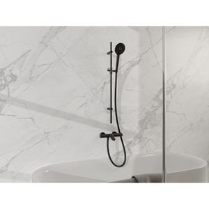 Fortifura Calvi Badkraan - met glijstangset - ronde handdouche gladde doucheslang - mat zwart SW767488/SW496816/SW706210/SW720224