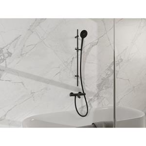Fortifura Calvi Badkraan - met glijstangset - ronde handdouche - metalen doucheslang - mat zwart SW767488/SW496816/SW706203/SW720224