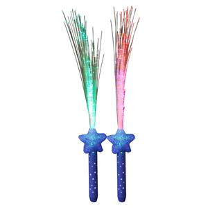 Licht toverstaf - 2x - blauw - magische LED verlichting - fiberstick stervormig -