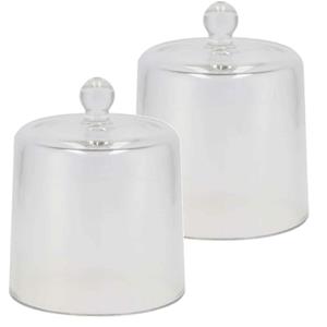 DK Design Decoratie stolp klein - 2x stuks - transparant glas - D11 x H13 cm - cloche stolpen -