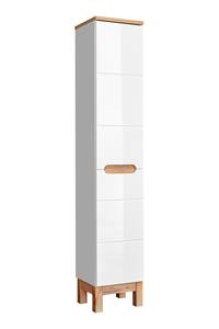 Comad Bali White 804 FSC hoge kast met wasmand 187x35cm eiken/wit