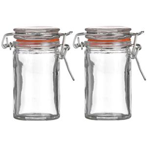 Urban Living Voorraadpotje/kruidenpotje - 2x - mini - 70 ml - glas - met beugelsluiting -