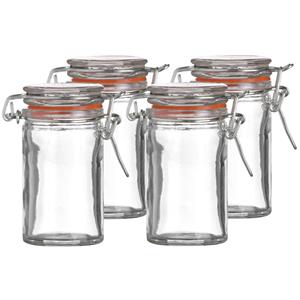 Urban Living Voorraadpotje/kruidenpotje - 4x - mini - 70 ml - glas - met beugelsluiting -