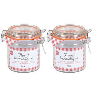 Urban Living Voorraadpot/bewaarpot - 2x - 250 ml - glas - met beugelsluiting - D8.5 x H10 cm -