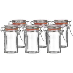 Urban Living Voorraadpotje/kruidenpotje - 6x - mini - 70 ml - glas - met beugelsluiting -