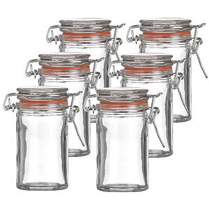 Urban Living Voorraadpotje/kruidenpotje - 10x - mini - 70 ml - glas - met beugelsluiting -