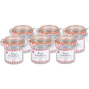 Urban Living Voorraadpot/bewaarpot - 6x - 250 ml - glas - met beugelsluiting - D8.5 x H10 cm -