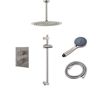 Saniclear Exclusive inbouw regendouche 30cm met plafondarm, 3 standen handdouche en glijstang RVS