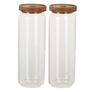 Excellent Houseware Set van 4x stuks glazen luxe keuken voorraadpot/voorraadbus 1300 ml -