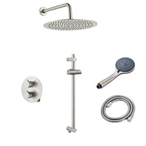 Saniclear Exclusive inbouw regendouche 30cm rond met wandarm, 3 standen handdouche en glijstang RVS