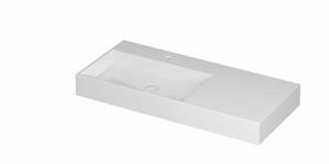 INK United porseleinen wastafel ls met 1 kraangat, porseleinen click-plug en verborgen overloop systeem 100 x 45 x 11 cm, glanzend wit