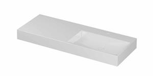 INK United porseleinen wastafel rechts met 1 kraangat, porseleinen click-plug en verborgen overloop systeem 120 x 45 x 11 cm, glanzend wit
