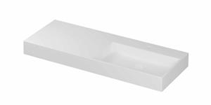 INK United porseleinen wastafel rechts met 1 kraangat, porseleinen click-plug en verborgen overloop systeem 120 x 45 x 11 cm, mat wit