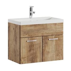 Badplaats Badkamermeubel Montreal Set 01 60 x 35 cm - Kastanje Eiken - Badmeubel met Wastafel