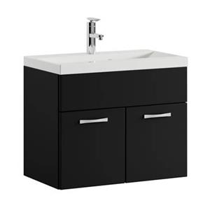 Badplaats Badkamermeubel Montreal Set 01 60 x 35 cm - Zwart Mat - Badmeubel met Wastafel