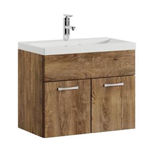 Badplaats Badkamermeubel Montreal Set 01 60 x 35 cm - Bruin Eiken - Badmeubel met Wastafel