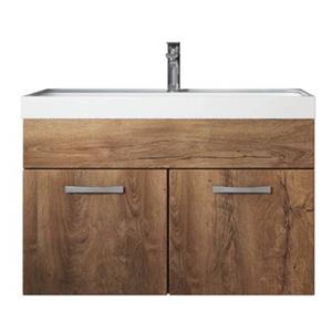 Badplaats Badkamermeubel Set Paso 01 80 x 40 cm - Bruin Eiken - Badmeubel met Wastafel
