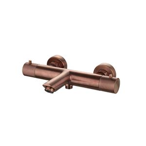 Sanilux Badmengkraan Opbouw  Ribb Thermostatisch Rond Met Geribbelde Knop Brons