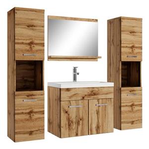 Badplaats Badkamermeubel Set Montreal XL 60 x 35 cm - Eiken - Badmeubel met spiegel en zijkasten