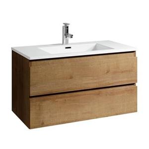 Badplaats Badkamermeubel Set Angela 100cm - Eiken - Badmeubel met Wastafel