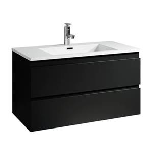 Badplaats Badkamermeubel Set Angela 80cm - Mat Zwart - Badmeubel met Wastafel