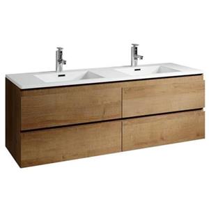 Badplaats Badkamermeubel Set Angela 140cm - Eiken - Badmeubel met Wastafel