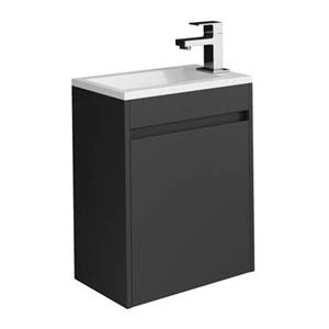 Wc Badmöbel Sinta 40x22 cm Schwarz - Schrank Waschbecken Badezimmer Toilette - Schwarz