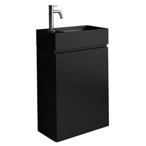 Badplaats - wc Badmöbel Angela 40x22 cm Matt Schwarz - Schrank Schwarze Waschbecken Badezimmer Toilette - Matt Schwarz