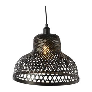 Xenos Hanglamp bamboe rond - zwart - ø35x24 cm