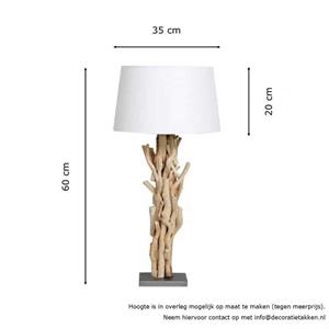Decoratietakken Tafellamp Brocante Takken met Witte Kap