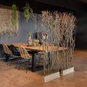 Decoratietakken Kronkelwilg naturel Roomdivider | Met naturel voet | 165x60cm