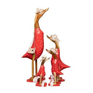 Houten eenden Familie met slippers - Set van 4 - 