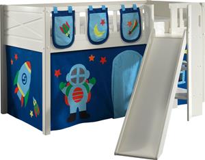 Vipack Hoogslaper Scott m. glijbaan/ladder toren, ligoppervlak 90 x 200 cm, doek, opbergvak, 4 designs