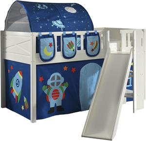 Vipack Hoogslaper Scott met schuine ladder, ligoppervlak 90 x 200 cm, doek, tunnel, 4 designs
