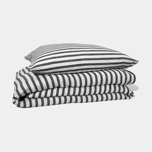 Homehagen Linen Bedding set - Black stripe - Black stripe / 60x63 / 200x200