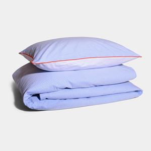Homehagen Cotton percale Bedding set- Blue stripe Orange piping - Blue stripe Orange piping / 50x60 / 140x220