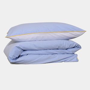 Homehagen Cotton percale Bedding set - Blue stripe Yellow piping - Blue stripe Yellow piping / 80x80 / 200x220