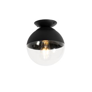 qazqa Retro-Deckenleuchte schwarz mit klarem Glas - Eclipse - Schwarz