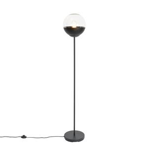 QAZQA Retro vloerlamp zwart met helder glas - Eclipse