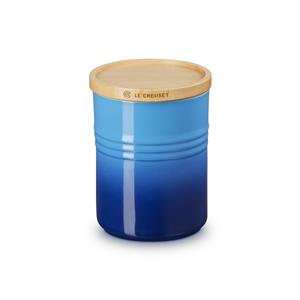 LE CREUSET  Aardewerk - Voorraadpot met houten deksel 10cm 0,54l Azure