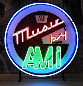 Fiftiesstore Music By AMI Neon Verlichting Met Achterplaat - 60 x 60 cm
