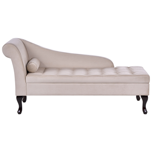 BELIANI Chaise longue met opbergruimte fluweel beige linkszijdig PESSAC