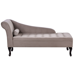 BELIANI Chaise longue met opbergruimte fluweel taupe linkszijdig PESSAC