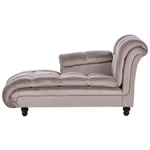 BELIANI Chaise longue fluweel taupe rechtszijdig LORMONT