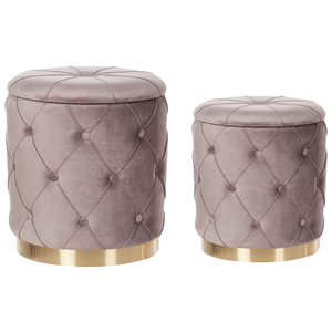 BELIANI Poef set van 2 fluweel taupe PUEBLO